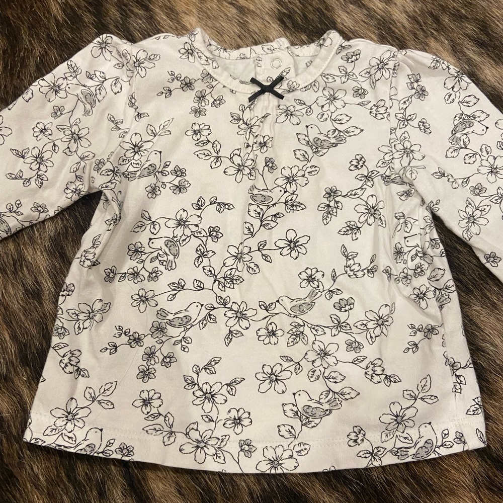 Little me Cotton shirt with bird and floral print